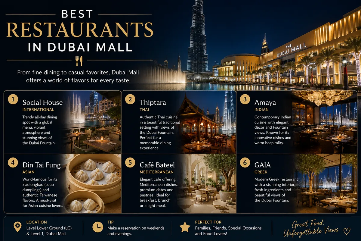 best restaurants in dubai mall guide for tourists dining near Dubai Fountain and Downtown Dubai
