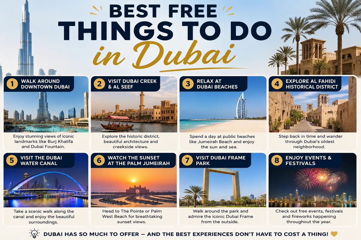 best free things to do in dubai guide for tourists visiting beaches souks fountains and Old Dubai