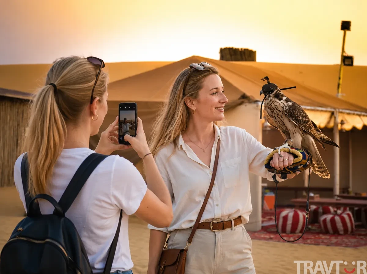 Dubai desert safari sandboarding red dunes