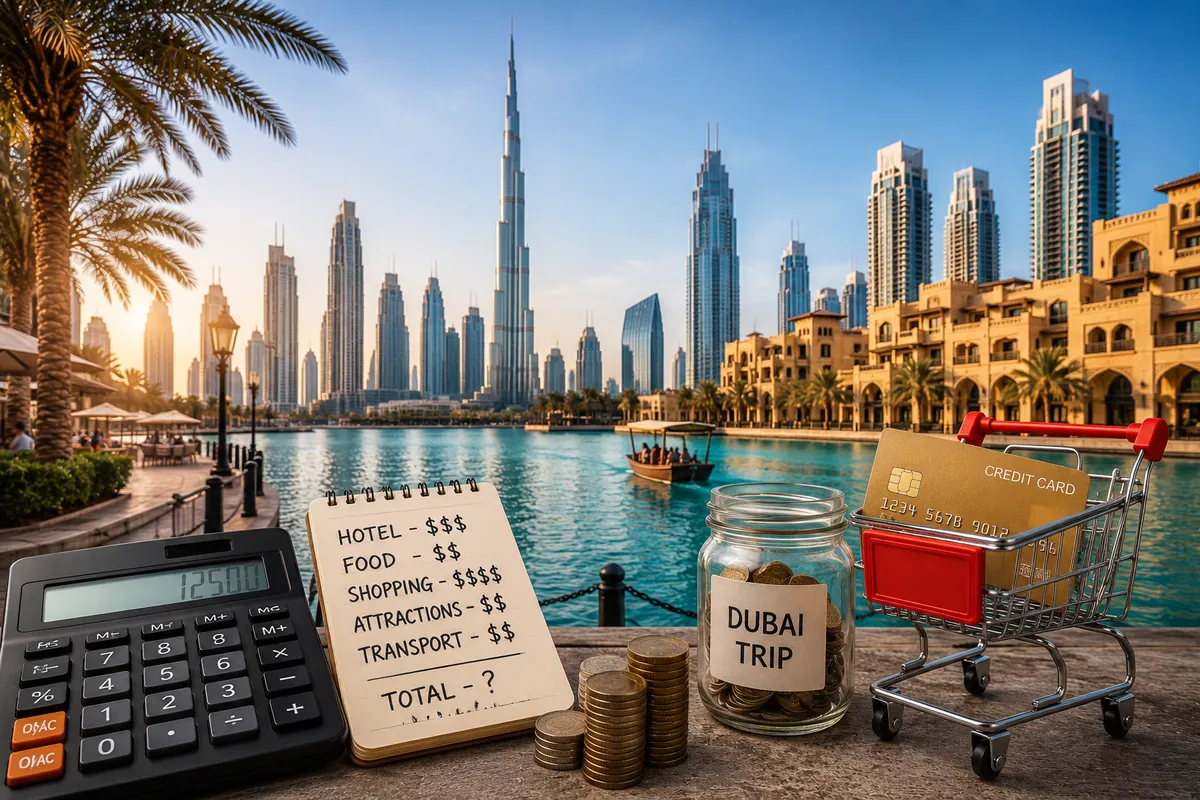 Is Dubai Expensive travel cost guide with Dubai skyline hotels shopping and attractions