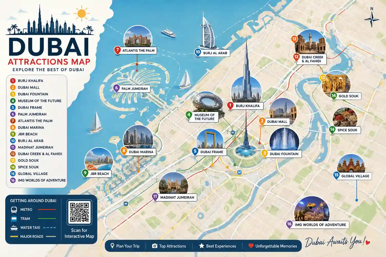 Dubai Attractions map